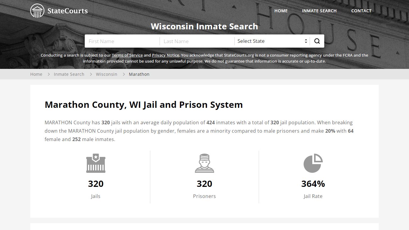 Marathon County, WI Inmate Search - StateCourts