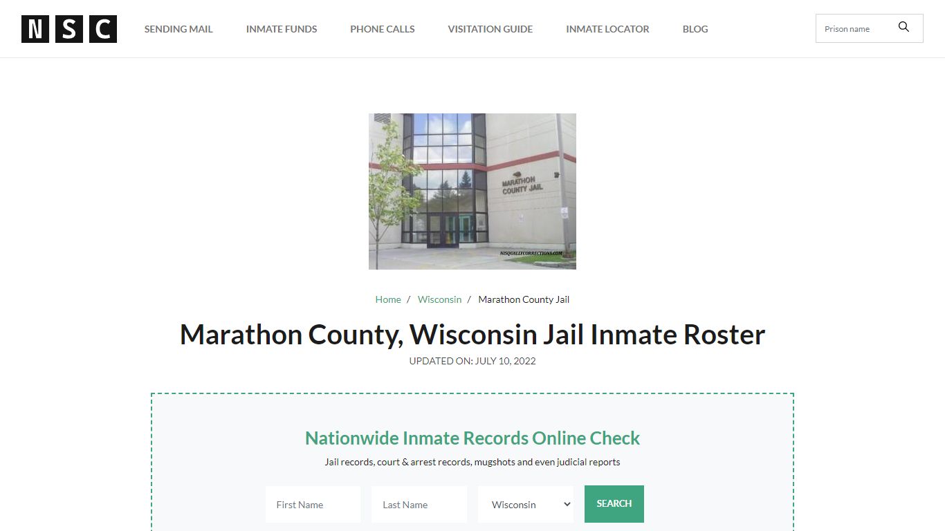 Marathon County, Wisconsin Jail Inmate List