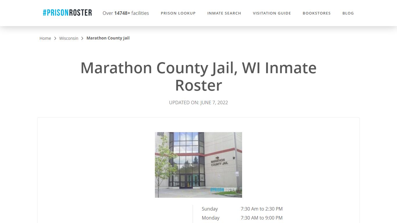 Marathon County Jail, WI Inmate Roster