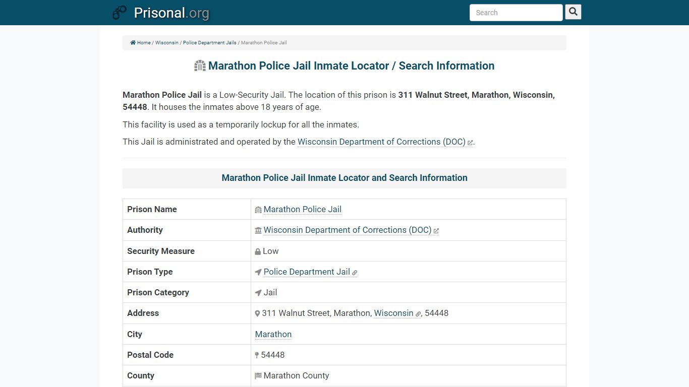 Marathon Police Jail-Inmate Locator/Search Info, Phone ...